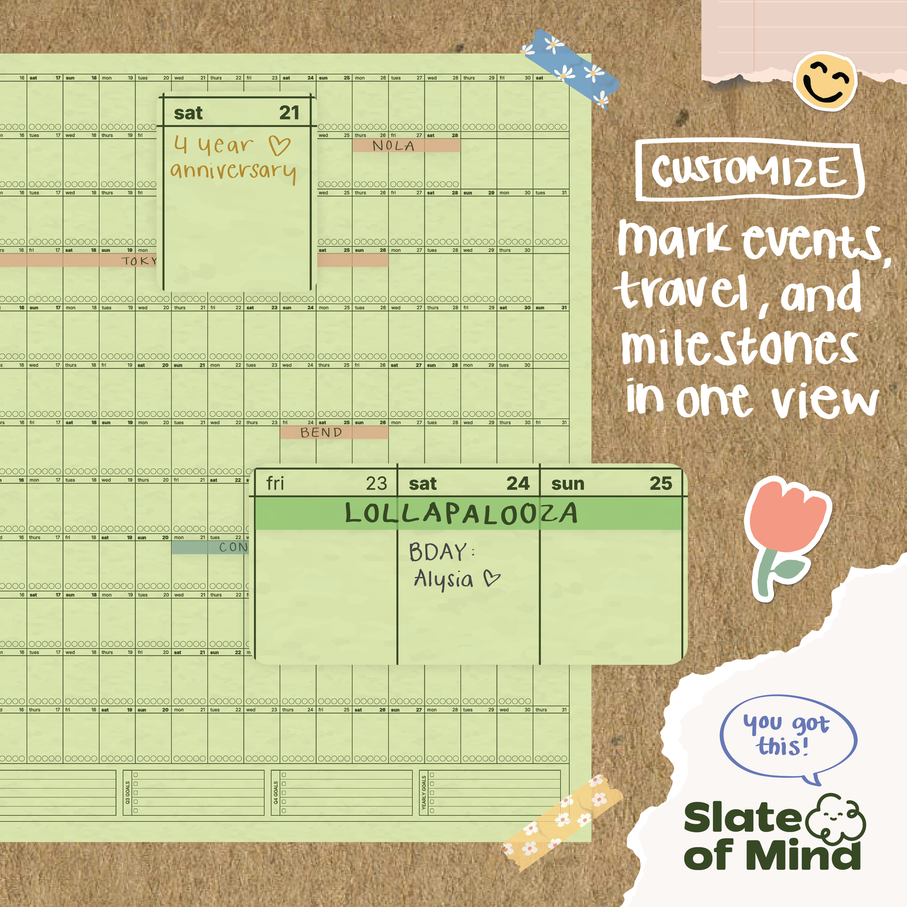 Cadence Calendar in Strawberry + Cream