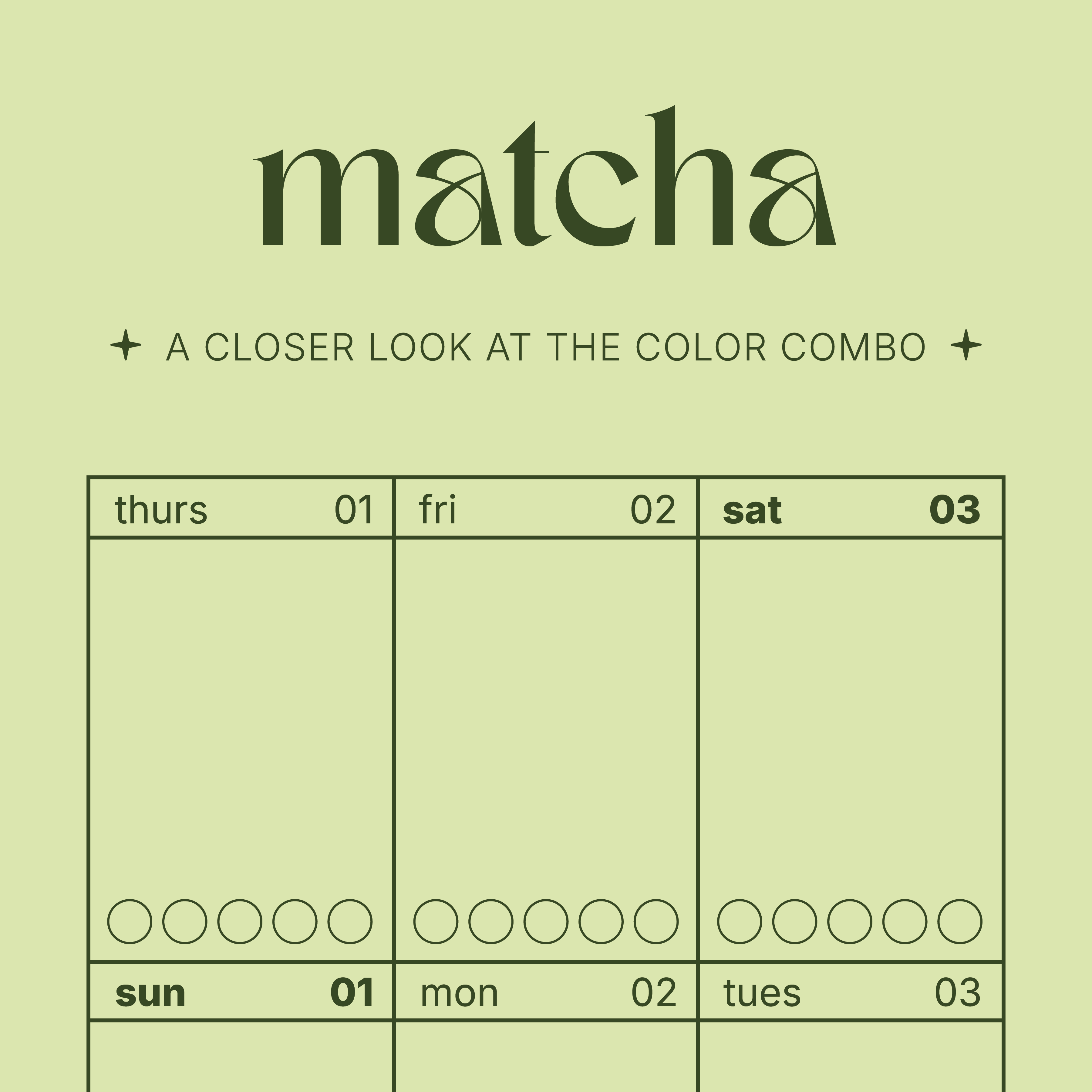 Cadence Calendar in Matcha