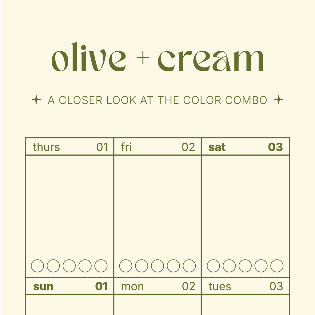 Cadence Calendar in Olive + Cream