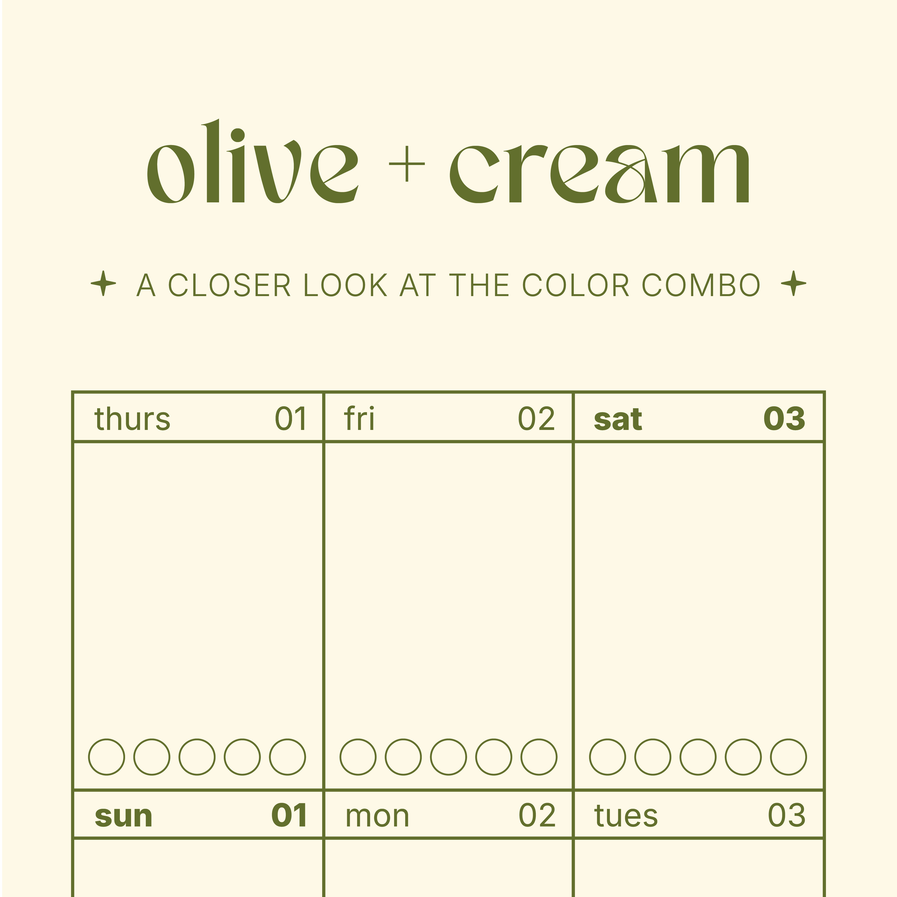 Cadence Calendar in Olive + Cream