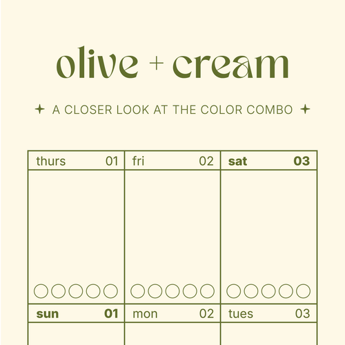 Cadence Calendar in Olive + Cream | 2026 Yearly Wall Calendar